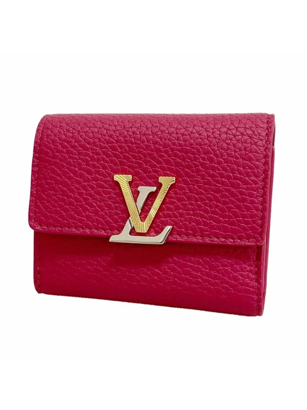 Louis Vuitton Trifold Wallet Taurillon Portefeuille Capucines XS Raspberry